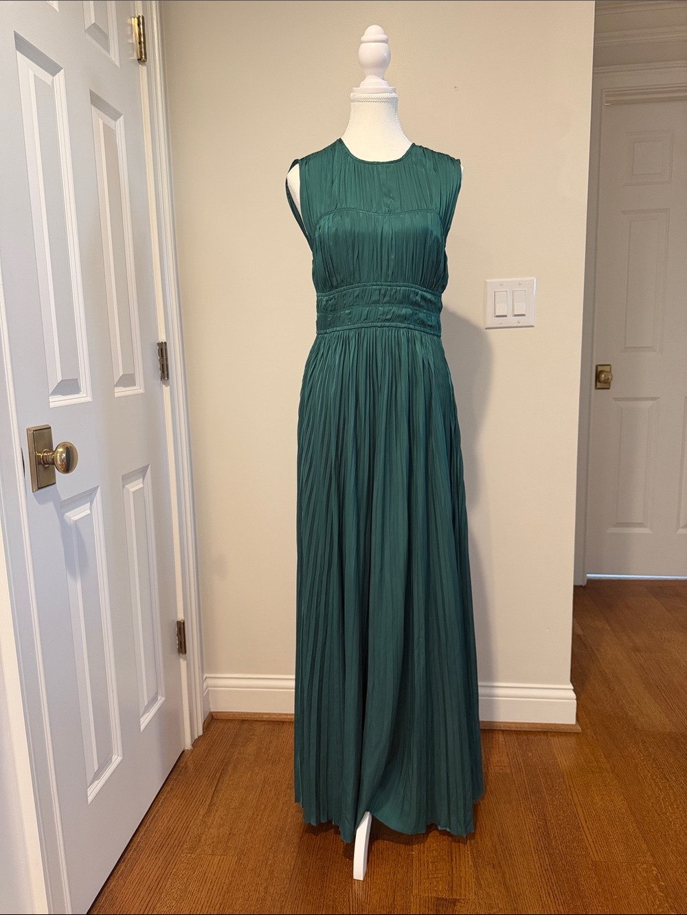 Ulla Johnson Emerald Green Pleated Maxi Dress